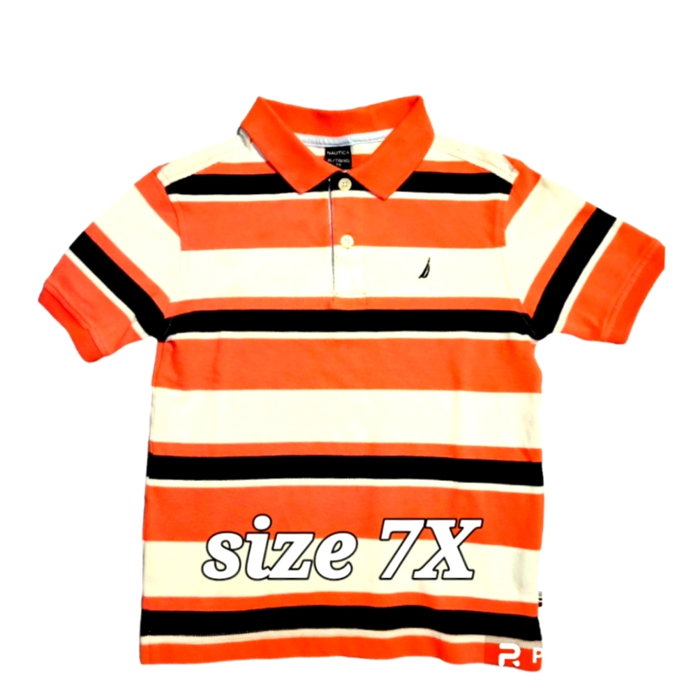 Boys Striped Nautica Polo Shirt Size 7X